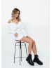 Draped Long Sleeves White Jersey Fantastic Short Party Dress